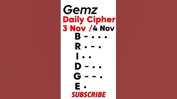 Gemz Daily Cipher Morse Code 3 Nov & 4 November 2024 | Unlock Today’s Code & Rewards! #gemzdailycode