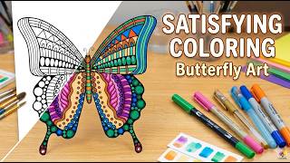Satisfying Butterfly Coloring Page with Markers | Relaxing Art🦋