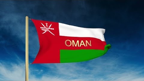 Oman Flag Slider Style With Title. Waving In The Wind With Cloud Background Anim Stock Animation