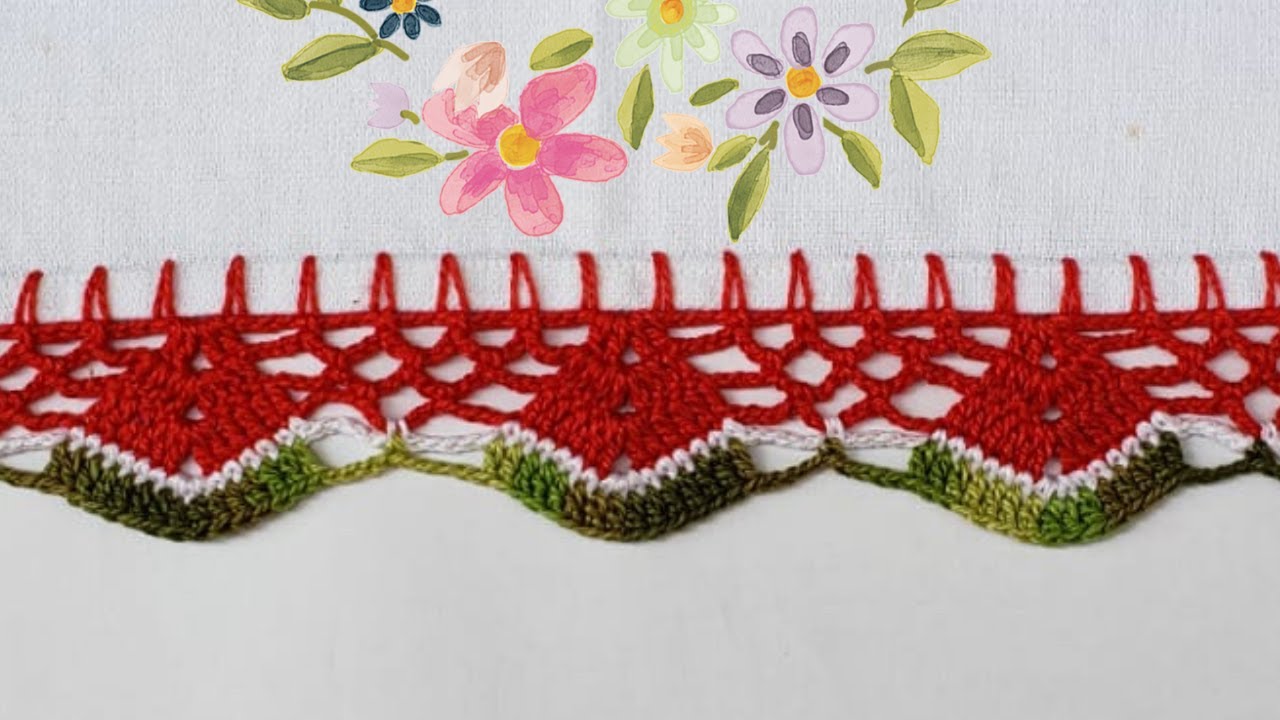 🍉Barrado melancia em crochê para pano de prato #19