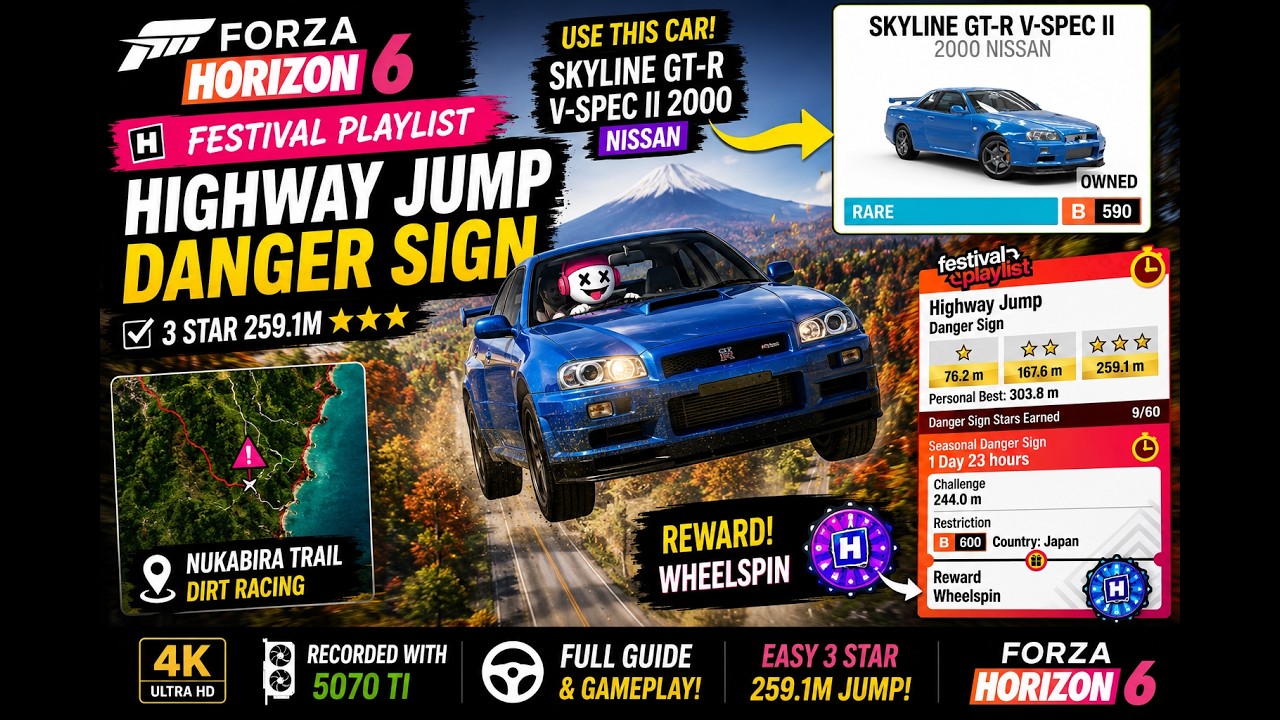 🏆 Forza Horizon 6 Highway Jump Danger Sign | Easy 3 Star Guide