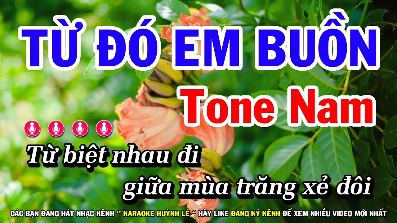 Karaoke Từ Đó Em Buồn - Tone Nam ( Beat Chuẩn ) Dễ Hát Nhất | Huỳnh Lê