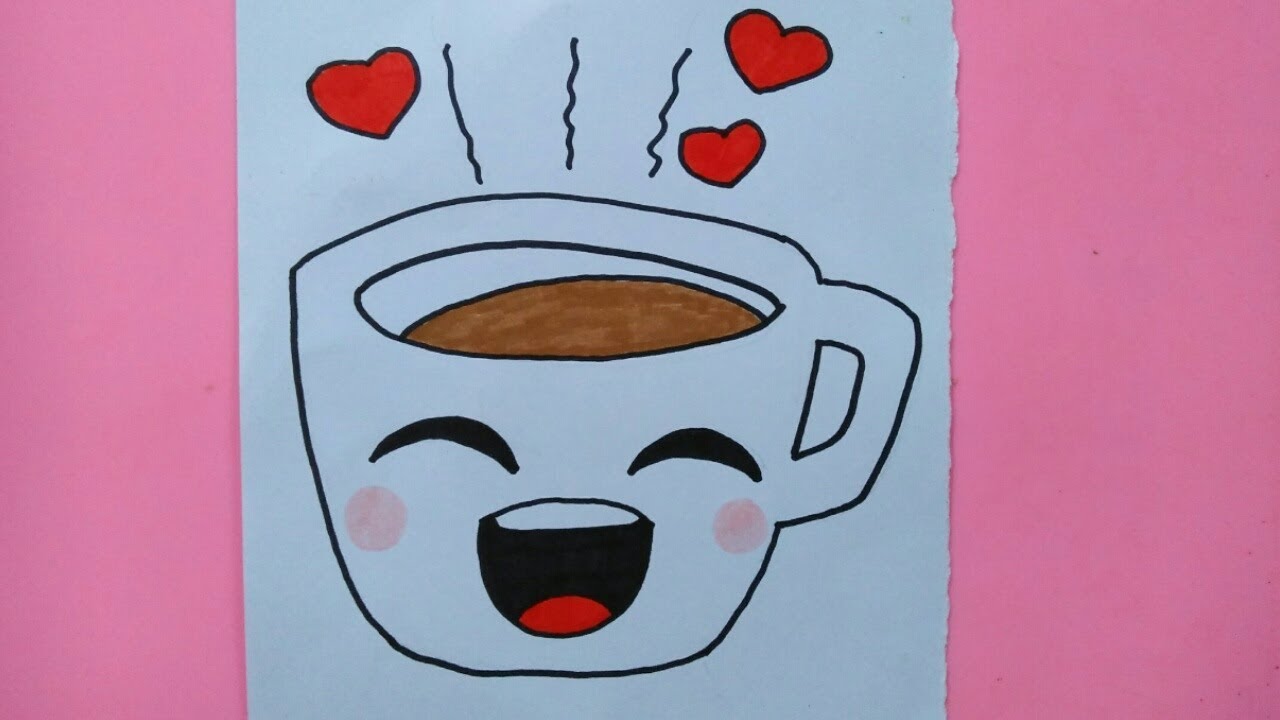 How To Draw A Cute Cup Of Coffee Easy Drawings YouTube