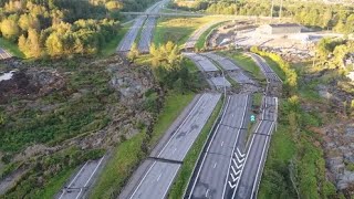 E6 slets sönder – nya bilderna efter lerskredet i Stenungsund