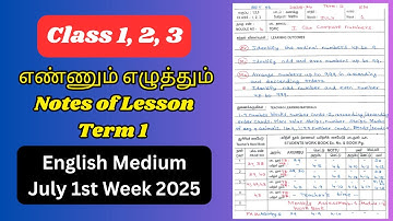 July 1st Week Class 1, 2, 3 Ennum Ezhuthum Notes of Lesson Term 1 2025   English Medium