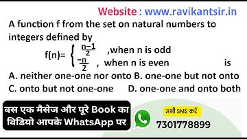 A function f from the set on natural numbers to integers defined by .f(n)={​n−1 /2,when n is odd  :