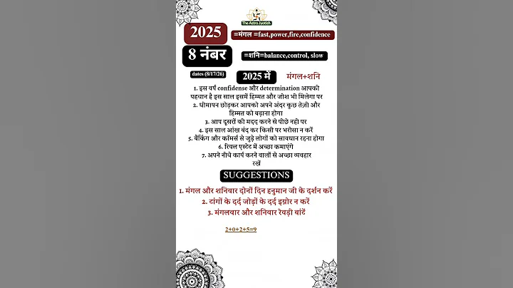 कैसा होगा 2025 साल Number-8 (8-17-26 Birth Date) वालों के लिए | Numerology 2025 | 