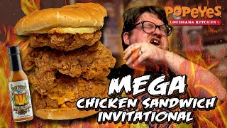 POPEYE'S MEGA CHICKEN SANDWICH INVITATIONAL w/ Tikk-Hot Masala Hot Sauce!!!