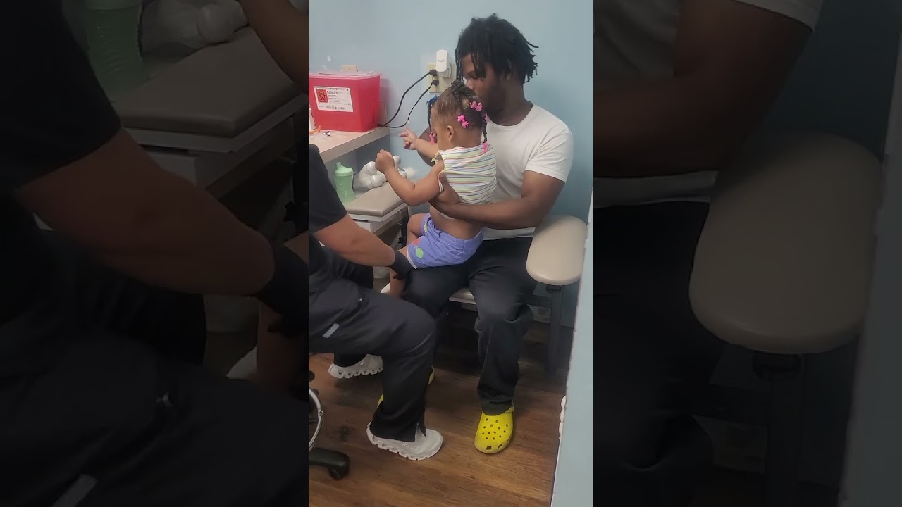 Shot time for pumpkin, awww poor baby 😭