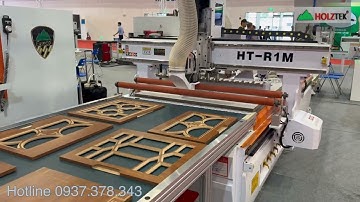 Máy cnc nesting HT-R1M gia công đa năng khoan, cắt ván, phay pano, vách ốp 3d bàn lớn 1300x2800