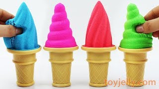 DIY How to Make Kinetic Sand Soft Sherbet Ice Cream Cone Learn Colors Kinder Surprise Eggs for Kids screenshot 3