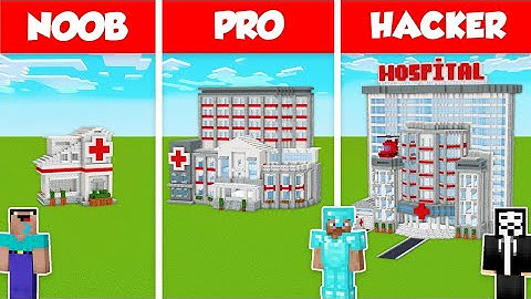 HOSPITAL CLINIC BASE HOUSE BUILD CHALLENGE - NOOB vs PRO vs HACKER / Minecraft Battle Animation