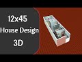 12x45 small house design in 3d