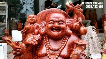 Tượng Di Lặc ngũ phúc đứng vác cành đào | Tượng Phật Di Lặc gánh tiền đẹp nhất 2020