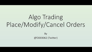 Python Algo Trading - 2 | Place Modify Cancel orders | Python APIs Zerodha | Live Demo