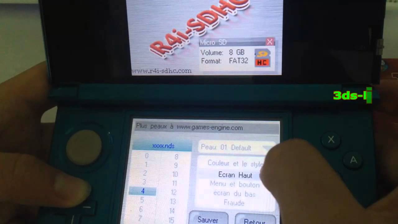 Comment changer la peau pour le linker R4i SDHC 3DS RTS pour 3DS V7 2 0