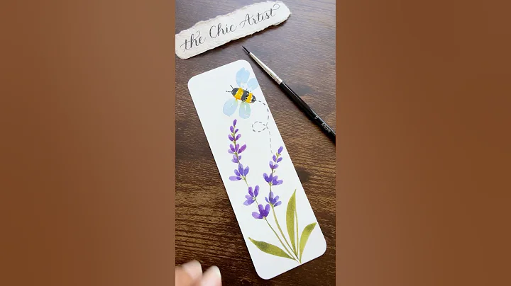 Simple watercolor bookmark tutorial #aquarelleart #lavender #honeybee #learntopaint #satisfying #art