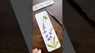 Simple watercolor bookmark tutorial #aquarelleart #lavender #honeybee #learntopaint #satisfying #art