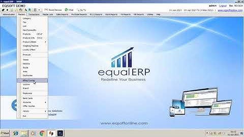Menu Wise Explanation - Masters Menu in Equal ERP