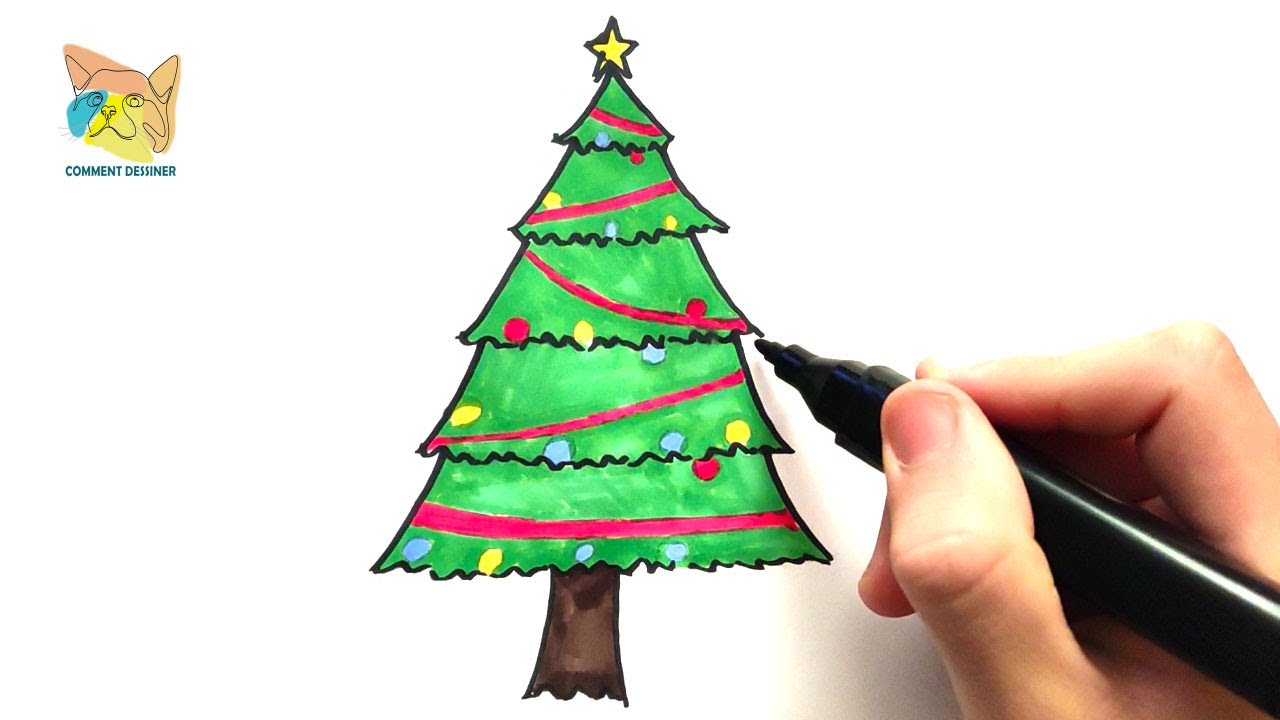 comment dessiner un beau sapin de noël très facilement YouTube