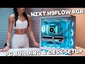 Stunning! New Pure White NZXT H9Flow RGB PC Building, all-White Desk layout&lighting effect display