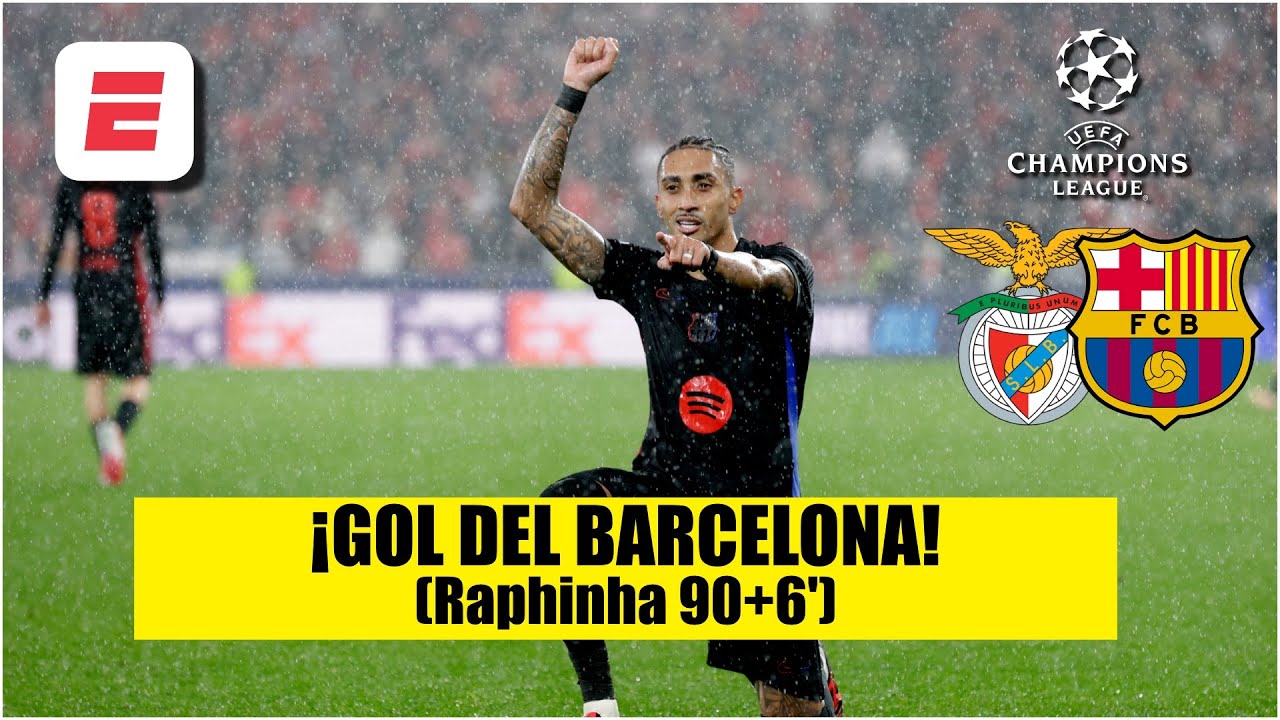 RAPHINHA, héroe del BARCELONA, anota el 5-4 ante Benfica | Champions ...
