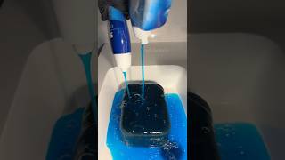 Satisfying Blue Tbc Pour Onto Soft Epoxy Sponge - Sudsy Asmr