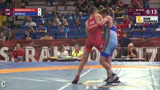 1/4 GR - 46 kg: M. AKTAS (TUR) df. G. ABRAMASHVILI (GEO) by VSU1, 10-1