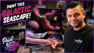 Literally EVERY SINGLE STEP - Galactic Seascape Tutorial #bobross #PaintWithJosh #paintingtutorial