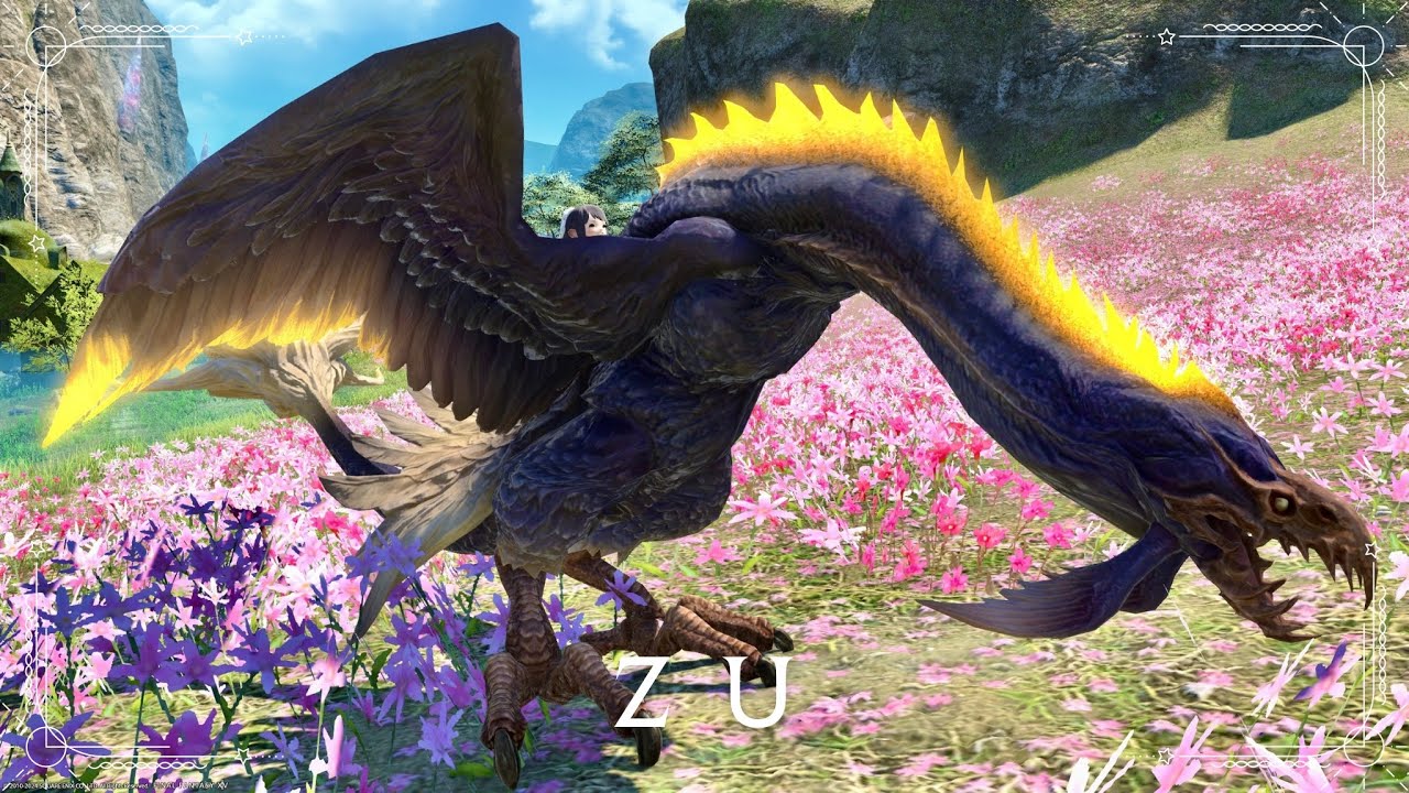 Mount “Zu” of a long-necked monster bird with a golden mane