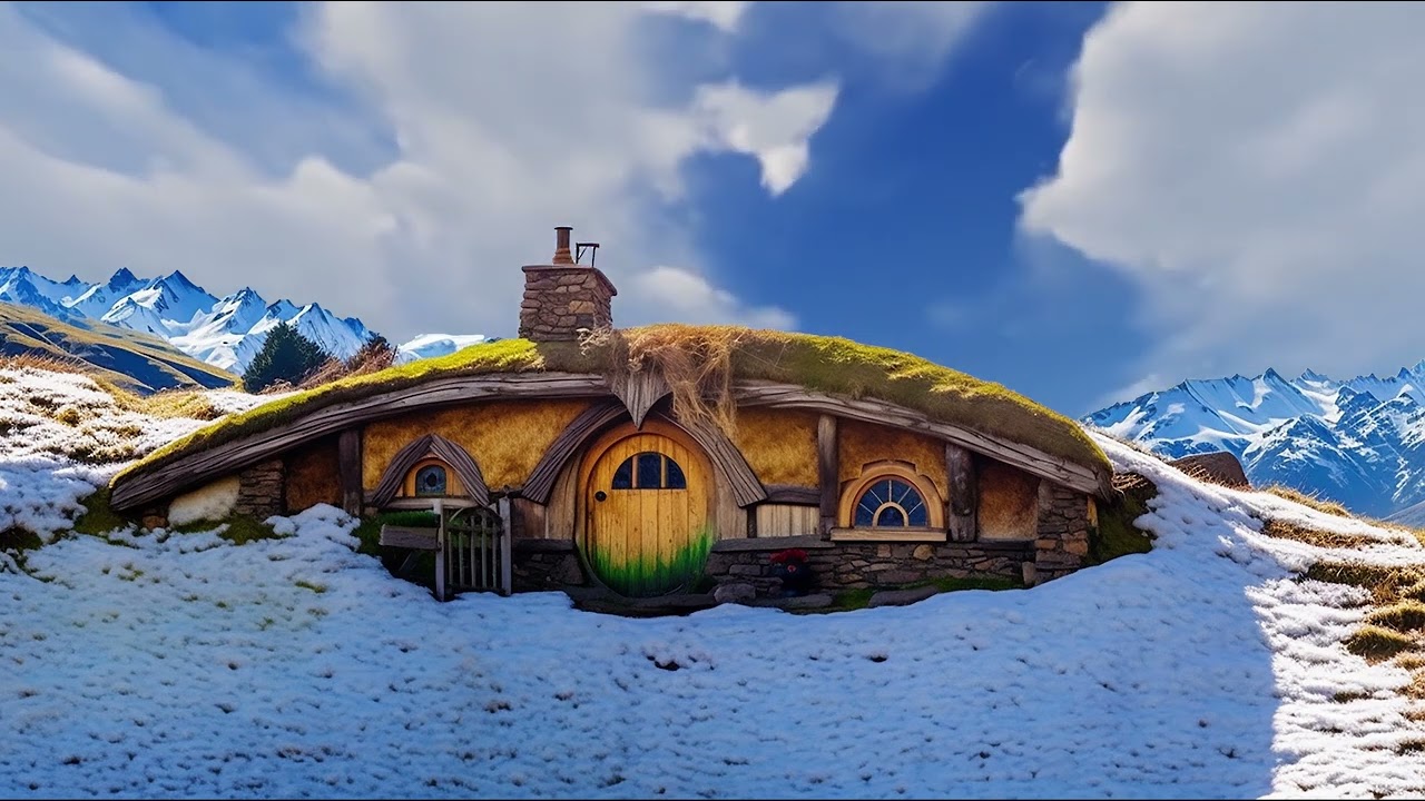 4K Snowy Solitude to Blooming Bliss: A Tranquil Journey to a Hobbit Haven | RELAXING AMBIENT MUSIC