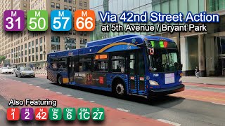 MTA & NYCT Bus: M31, M50, M57, M66 via 42nd Street Action @ 5th Avenue & More!