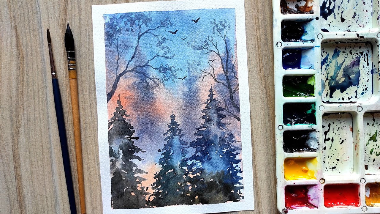 Simple watercolor landscape painting for beginners | Paint with David ...
