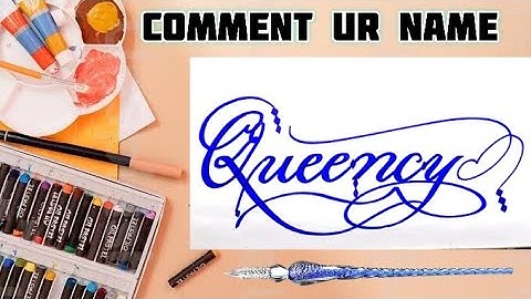Queency Name Signature Calligraphy Status | How to Draw, Cursive Calligraphy with Cut Marker