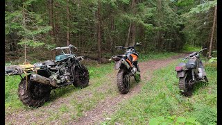 На трёх мотоциклах возвращение с карьеров лесами полями