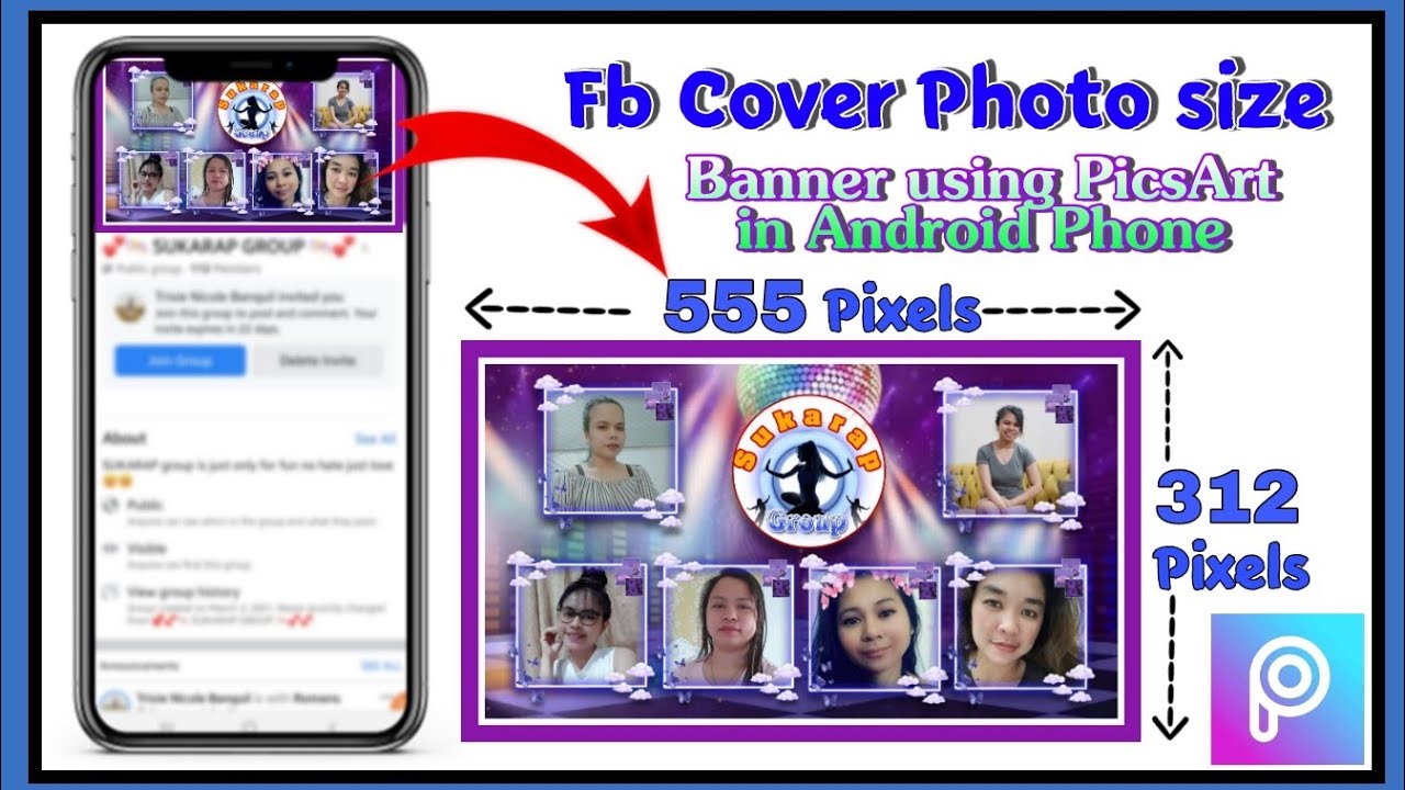 Fb Group Cover Photo size banner editing using PicsArt in android phone
