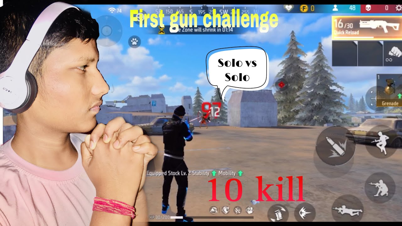 First gun challenge br rank match solo vs solo free fire gameplay - YouTube