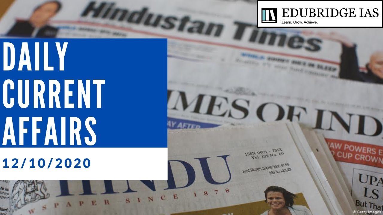Daily Current Affairs - 12 October, 2020