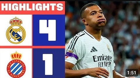 ملخص مباراة ريال مدريد و اسبانيول 4-1 مباراة نارية 💥 هدف مبابي و فيني ⚽