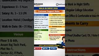 Amazon Walk-In Drive | 06 - 31 May 2026 | Freshers Can Apply