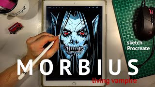Morbius Marvel 2020 sketch  PROCREATE | Морбиус Живой Вампир 2020-2021