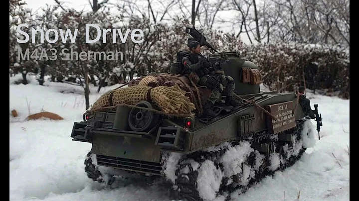 Driving the snow!  henglong 1/16 scale rc tank M4A...