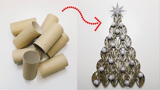 Elegant Christmas Tree from Toilet Paper Rolls ❄ Beautiful Winter Wall Hanging  Cheap Xmas Craft