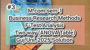 #3 F-Test Analysis | Business Research Methods | Gujarat University 2025 Solution | M.com sem-1