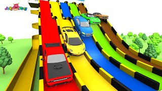 Learning Colors sports car city Vehicle magic slide pool transforming Play