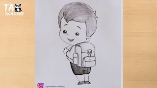 Cute Boy Going For School Pencil Drawing@Taposhiartsacademy - Youtube