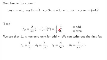 V8-3: Fourier series, example of a piecewise constant function; Elementary Differential Equations