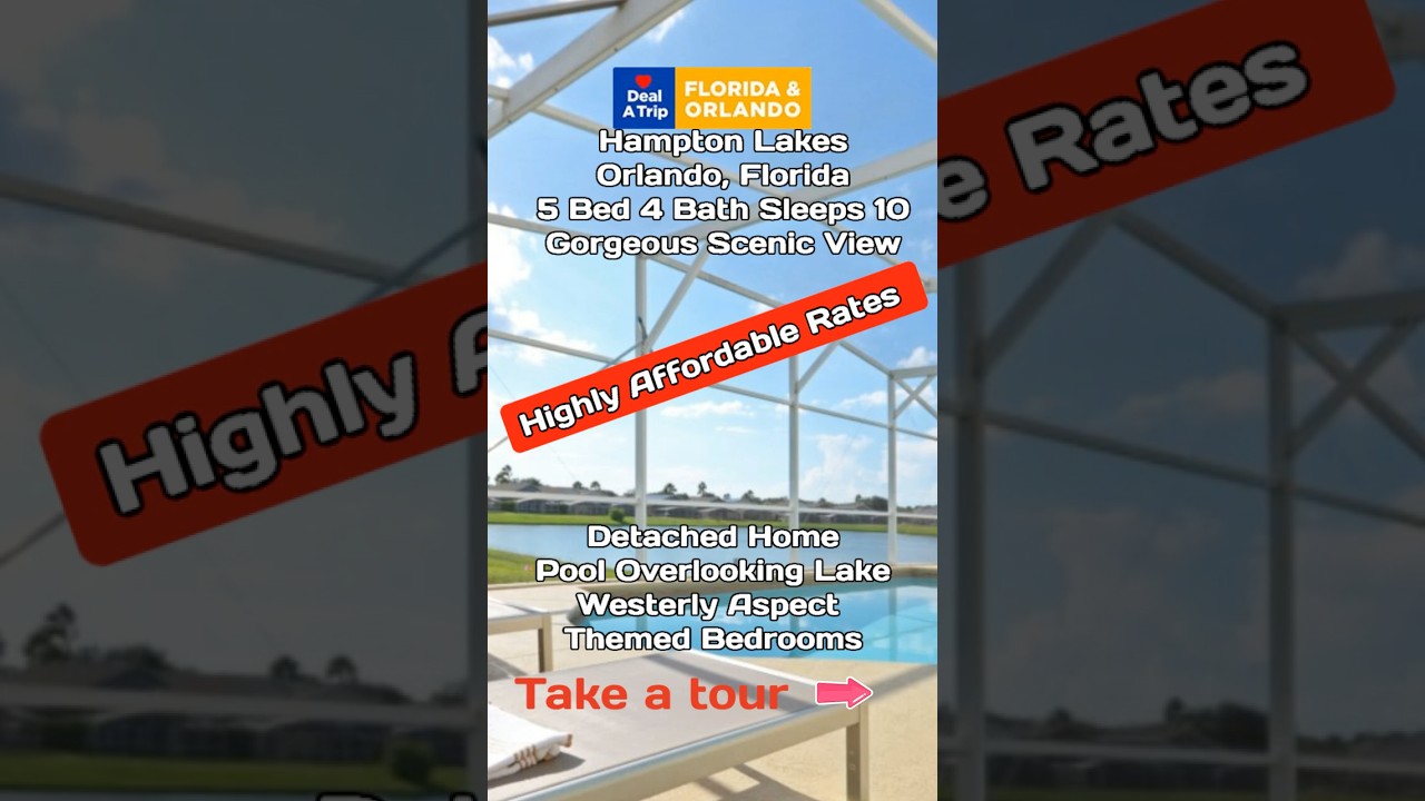 Hampton Lakes, Davenport, Orlando, Florida 5 Bed 4 Bath Home with private swimming pool, lake view.