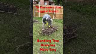 Bundling tree branches made easy. Get rid of tree branches with garbage pickup.