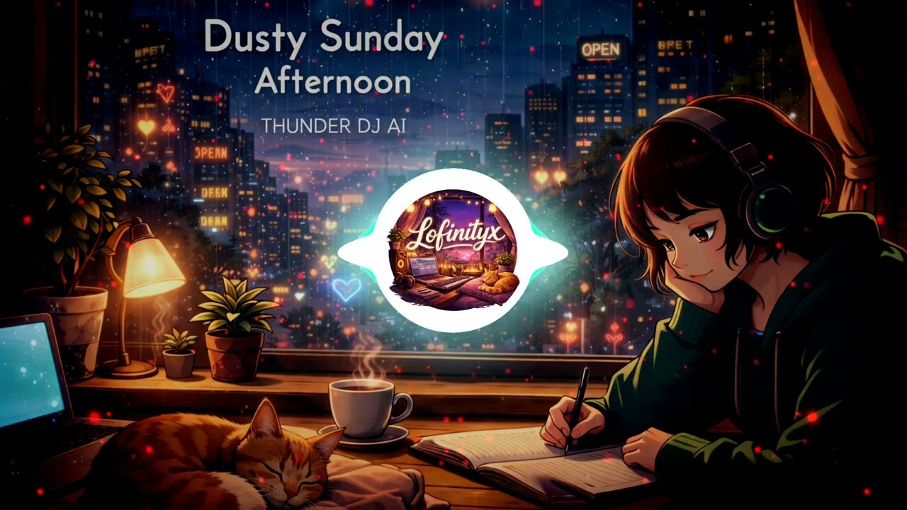 Dusty Sunday Afternoon – Thunder DJ AI | Cozy Lo-Fi Hip Hop Visualizer ☁️🎧